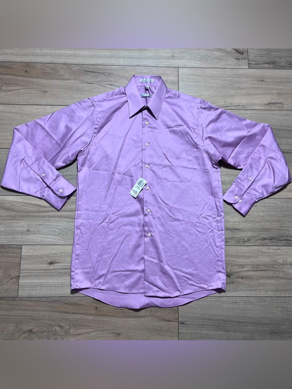 Geoffrey Beene Mens Sateen Long Sleeve Button Up Dress Shirt M 15.5 34/35 Purple